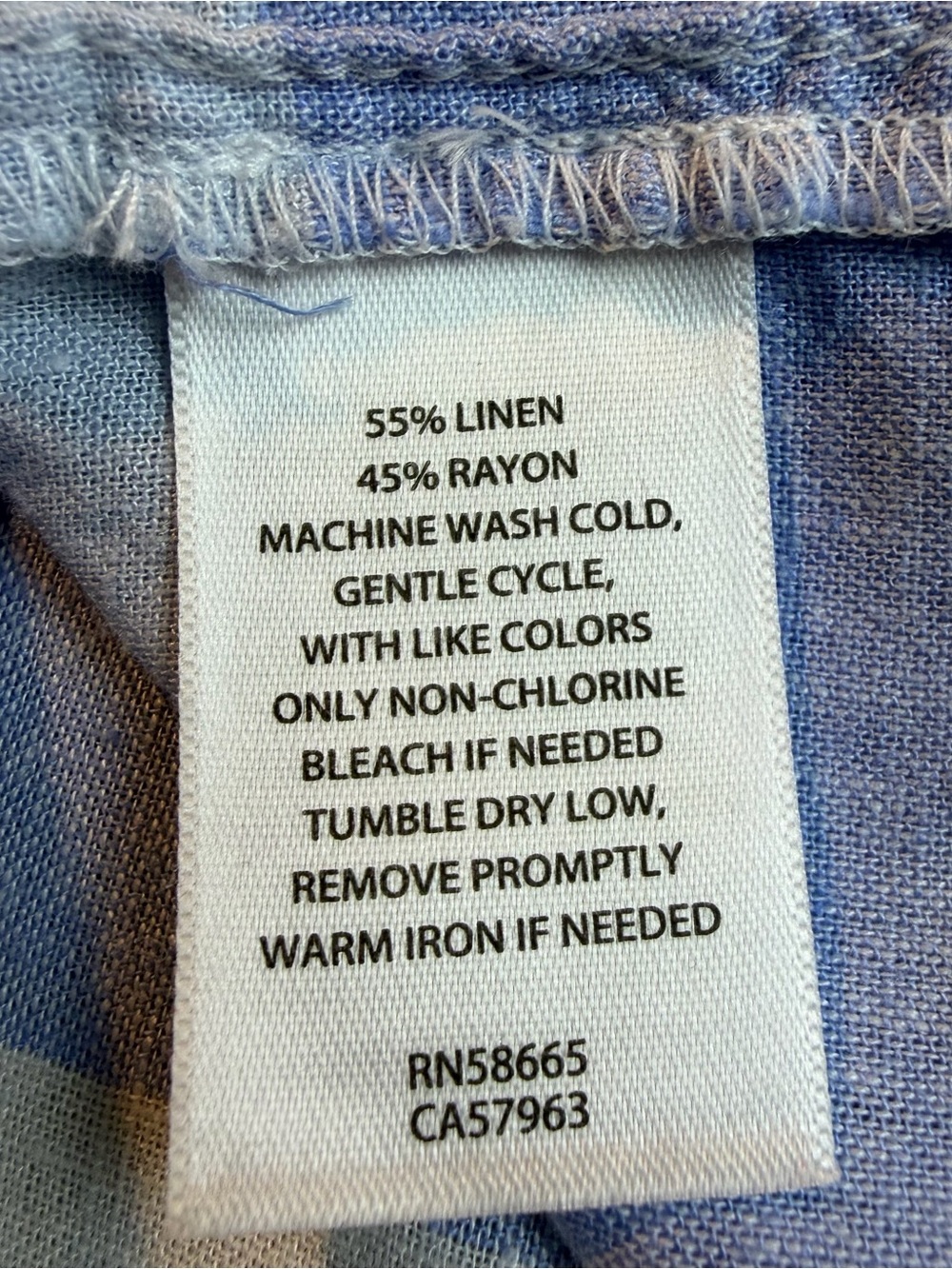 Caslon Light Blue and Cream Short Sleeve Plaid Linen Blend Button-Up Shirt - Picture 5 of 8